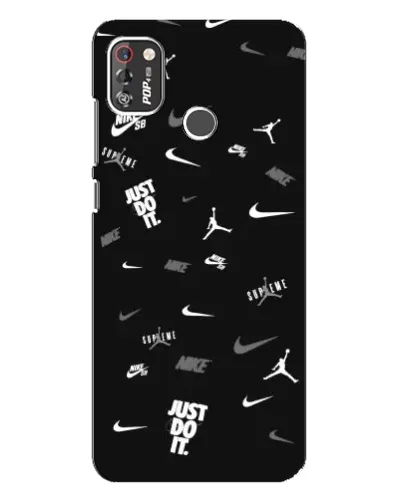 Чехол для TECNO POP 4 Pro с картинкой «Nike Black Pattern» Чехол для TECNO POP 4 Pro с картинкой «Nike Black Pattern»
