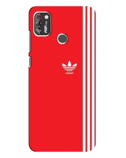 Чехол для TECNO POP 4 Pro с картинкой «Красный минимализм Adidas»