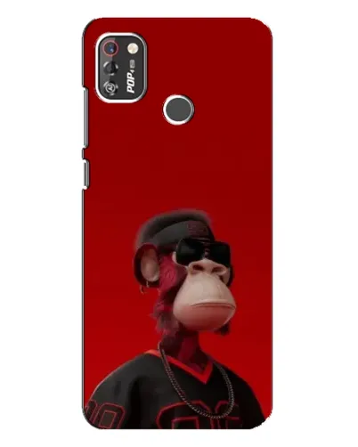 Чехол для TECNO POP 4 Pro с картинкой «Bored Ape в красном»