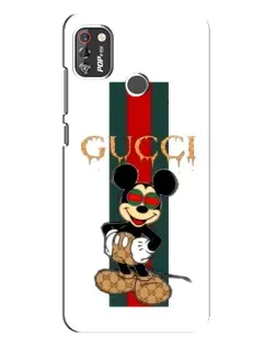 Чехол для TECNO POP 4 Pro с картинкой «Микки Маус Gucci — полосы»