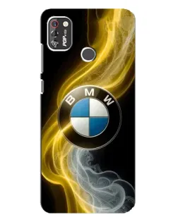 Чехол для TECNO POP 4 Pro с картинкой «Золотистый дым BMW»