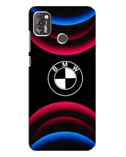 Чехол для TECNO POP 4 Pro с картинкой «Логотип BMW и неоновые дуги»