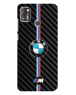 Чехол для TECNO POP 4 Pro с картинкой «Эмблема BMW и карбон»