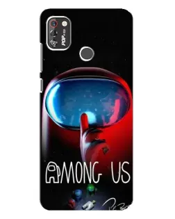 Чехол для TECNO POP 4 Pro с картинкой «Красный импостер — макро»