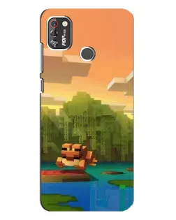 Чехол для TECNO POP 4 Pro с картинкой «Майнкрафт закат солнца»