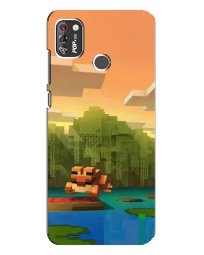 Чехол для TECNO POP 4 Pro с картинкой «Майнкрафт закат солнца»