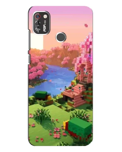 Чехол для TECNO POP 4 Pro с картинкой «Розовое дерево Minecraft»
