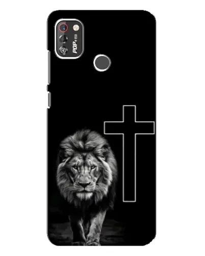 Чохол для TECNO POP 4 Pro з картинкою «Лев та Хрест»