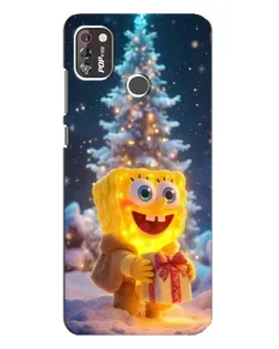 Чохол для TECNO POP 4 Pro з картинкою «Різдвяний Спанч Боб»