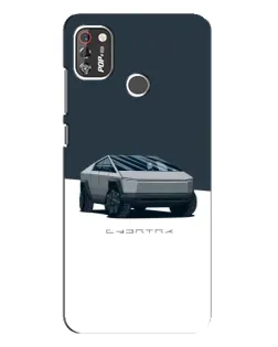 Чохол для TECNO POP 4 Pro з картинкою «Сріблястий Cybertruck Tesla»