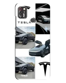 Чохол для TECNO POP 4 Pro з картинкою «Колаж Cybertruck Tesla»