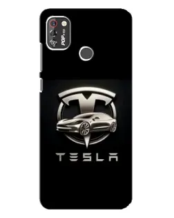 Чохол для TECNO POP 4 Pro з картинкою «Tesla — срібне авто»