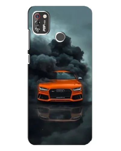 Чехол для TECNO POP 4 Pro с картинкой «Audi в облаках дыма»