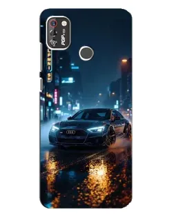 Чехол для TECNO POP 4 Pro с картинкой «Ночной город и Audi»