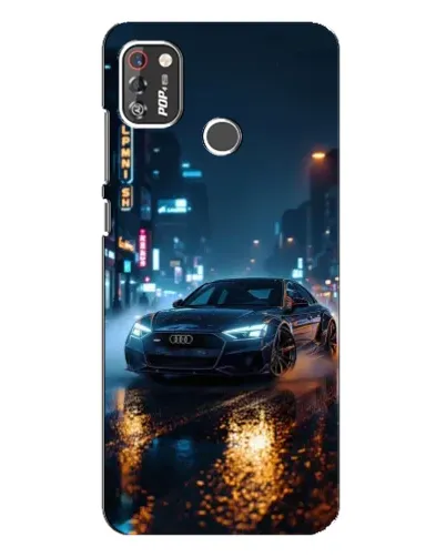 Чехол для TECNO POP 4 Pro с картинкой «Ночной город и Audi»