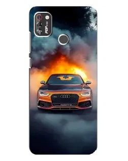 Чехол для TECNO POP 4 Pro с картинкой «Audi в огненном дыму»