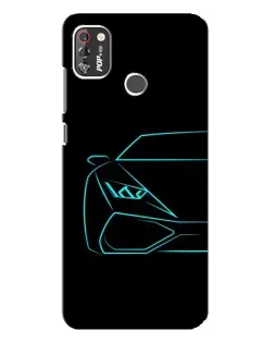 Чохол для TECNO POP 4 Pro з картинкою «Блакитний силует Lamborghini»