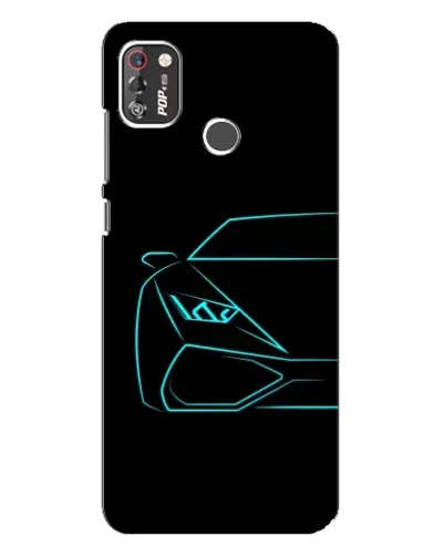 Чохол для TECNO POP 4 Pro з картинкою «Блакитний силует Lamborghini»