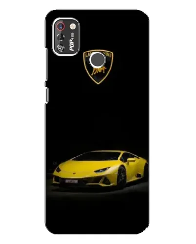 Чохол для TECNO POP 4 Pro з картинкою «Lamborghini жовтий акцент»