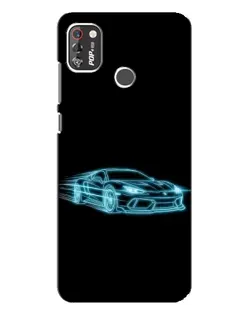 Чохол для TECNO POP 4 Pro з картинкою «Неоновий контур Lamborghini»