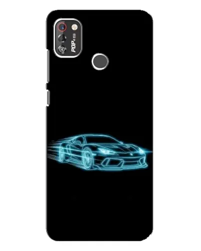 Чохол для TECNO POP 4 Pro з картинкою «Неоновий контур Lamborghini»
