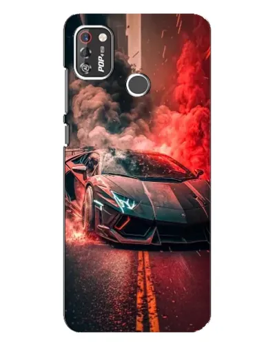 Чохол для TECNO POP 4 Pro з картинкою «Lamborghini червоний дим»