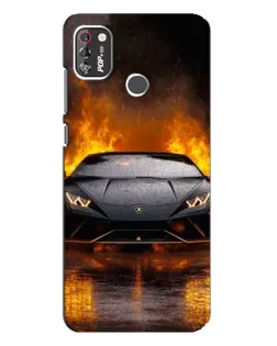 Чохол для TECNO POP 4 Pro з картинкою «Lamborghini у вогні»
