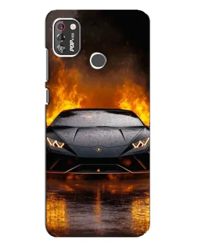 Чохол для TECNO POP 4 Pro з картинкою «Lamborghini у вогні»