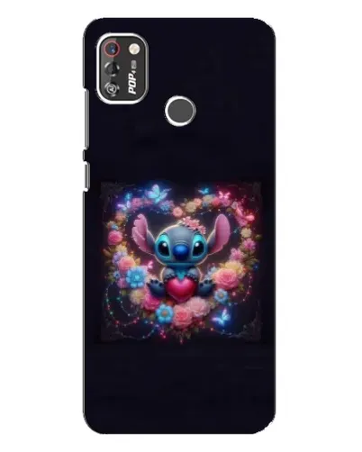 Чехол для TECNO POP 4 Pro с картинкой «Stitch в цветах»