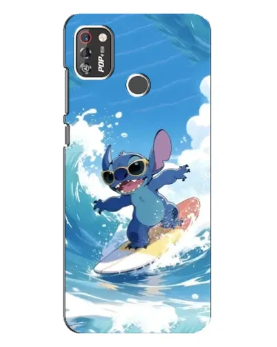 Чехол для TECNO POP 4 Pro с картинкой «Стич на волне»
