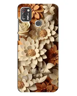 Чохол для TECNO POP 4 Pro з картинкою «Бежевий флористичний декор»