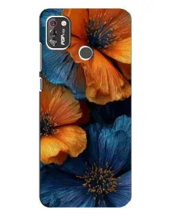 Чехол для TECNO POP 4 Pro с картинкой «Яркая сине-оранжевая флора»