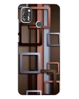 Чохол для TECNO POP 4 Pro з картинкою «Коричневі об'ємні квадрати»