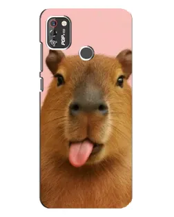 Чехол для TECNO POP 4 Pro с картинкой «Капибара с языком»