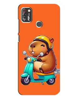 Чехол для TECNO POP 4 Pro с картинкой «Капибара на скутере»