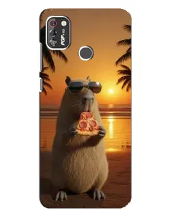 Чехол для TECNO POP 4 Pro с картинкой «Капибара с пиццей»