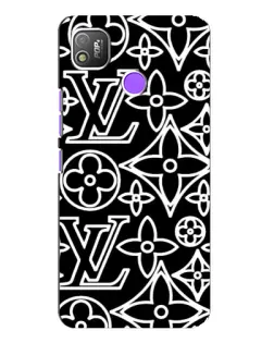 Чехол для TECNO POP 4 с картинкой «Черно-белый узор LV»