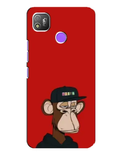 Чехол для TECNO POP 4 с картинкой «Bored Ape — красный фон»