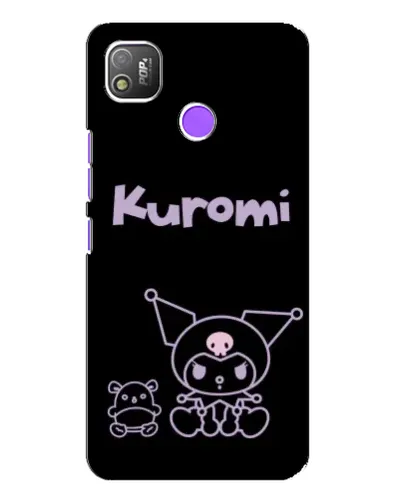 Чехол для TECNO POP 4 с картинкой «Kuromi — черный минимализм»