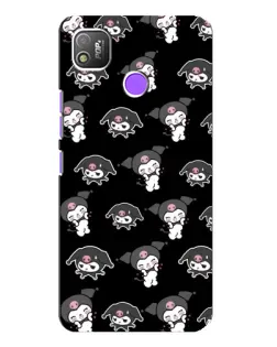 Чехол для TECNO POP 4 с картинкой «Черный паттерн Kuromi»