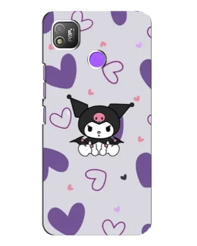 Чехол для TECNO POP 4 с картинкой «Kuromi и лавандовые сердца»