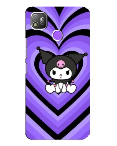 Чехол для TECNO POP 4 с картинкой «Kuromi и фиолетовые сердца»