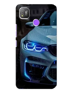 Чехол для TECNO POP 4 с картинкой «Взгляд BMW с синими фарами»
