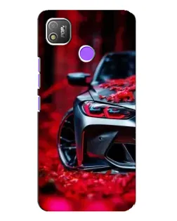 Чехол для TECNO POP 4 с картинкой «Спортивная BMW и цветы»