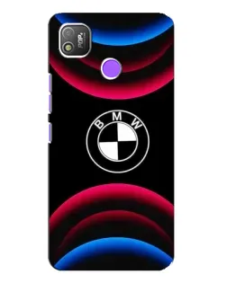 Чехол для TECNO POP 4 с картинкой «Логотип BMW и неоновые дуги»