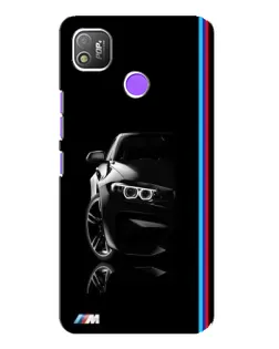 Чехол для TECNO POP 4 с картинкой «Силуэт BMW в темноте»