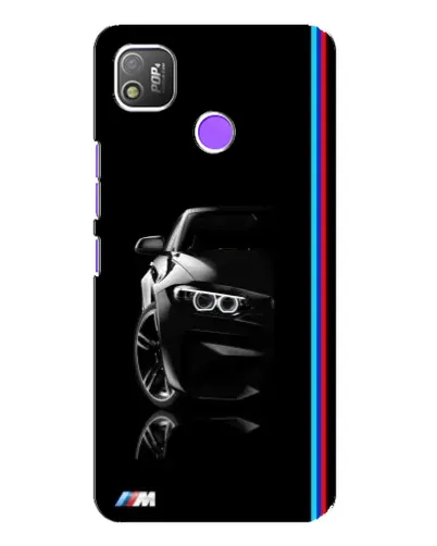 Чехол для TECNO POP 4 с картинкой «Силуэт BMW в темноте»