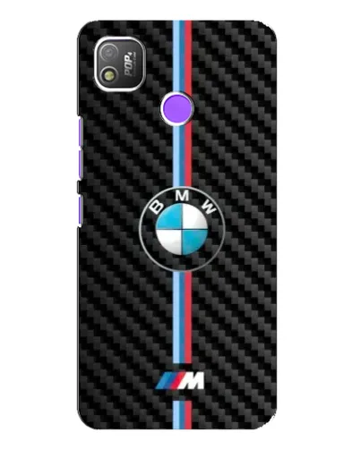 Чехол для TECNO POP 4 с картинкой «Эмблема BMW и карбон»