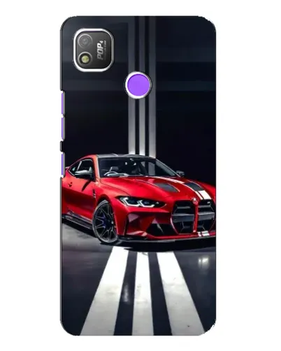 Чехол для TECNO POP 4 с картинкой «Красная BMW на дороге»