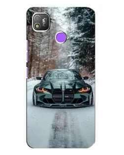 Чехол для TECNO POP 4 с картинкой «BMW в зимнем лесу»